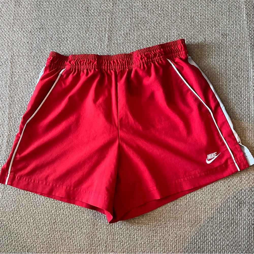 Nike Sportswear Athletic Shorts Women's XS Red White Logo Pockets